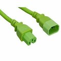 Swe-Tech 3C High Temperature Power Cord, C14 to C15, 14AWG, 15 Amp, UL SJT, Green, 10 foot FWT10W2-07110GN